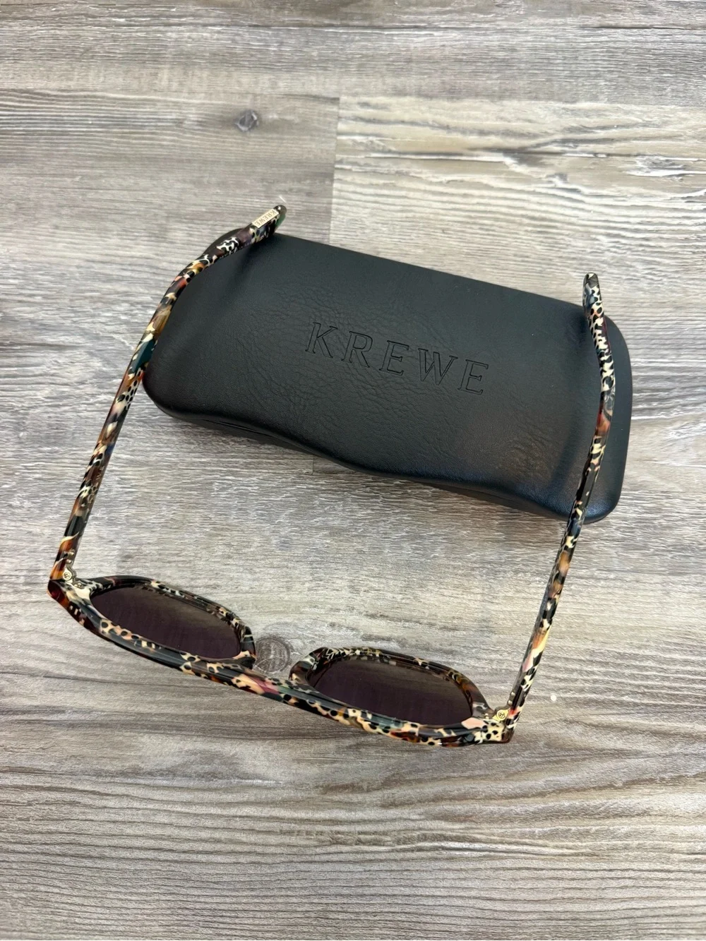 Krewe Zander Poppy Noir Acetate Sunglasses with Case